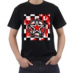 Star Checkerboard Splatter Men s T-Shirt (Black)
