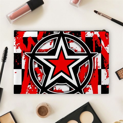 Star Checkerboard Splatter Cosmetic Bag (Large) from ArtsNow.com Back