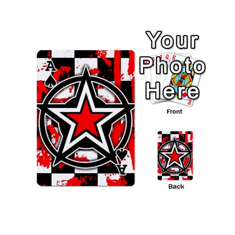 Ace Star Checkerboard Splatter Playing Cards 54 Designs (Mini) from ArtsNow.com Front - SpadeA