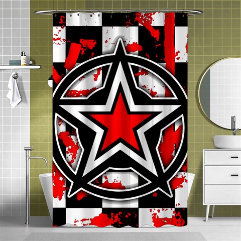 Star Checkerboard Splatter Shower Curtain 48  x 72  (Small) from ArtsNow.com Curtain(48  X 72 ) - 42.18 x64.8  Curtain(48  X 72 )