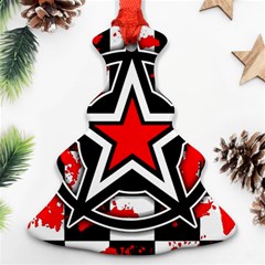 Star Checkerboard Splatter Christmas Tree Ornament (Two Sides) from ArtsNow.com Front