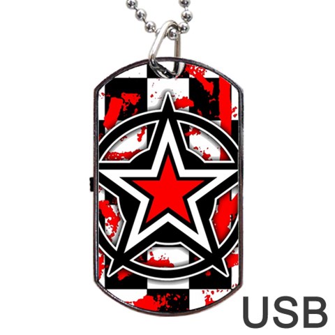 Star Checkerboard Splatter Dog Tag USB Flash (One Side) from ArtsNow.com Front