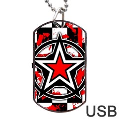 Star Checkerboard Splatter Dog Tag USB Flash (Two Sides) from ArtsNow.com Front