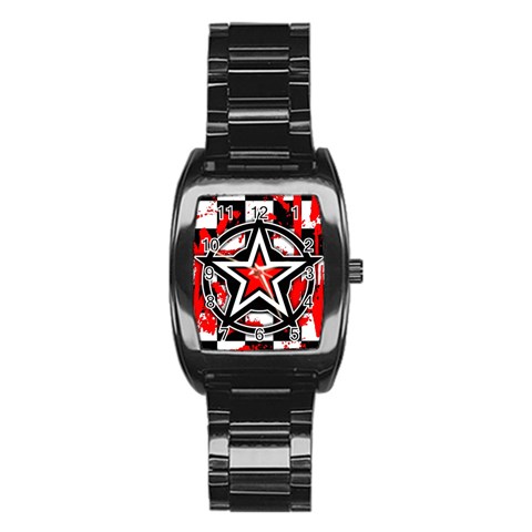 Star Checkerboard Splatter Stainless Steel Barrel Watch from ArtsNow.com Front