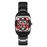 Star Checkerboard Splatter Stainless Steel Barrel Watch