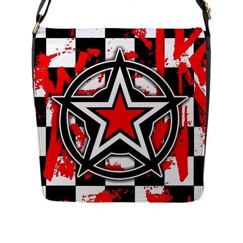 Star Checkerboard Splatter Flap Closure Messenger Bag (L) from ArtsNow.com Front