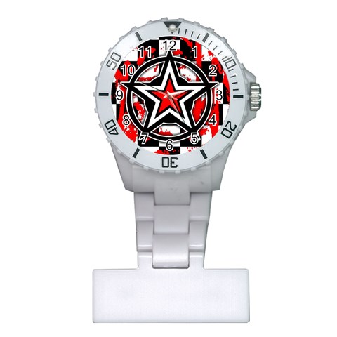 Star Checkerboard Splatter Plastic Nurses Watch from ArtsNow.com Front