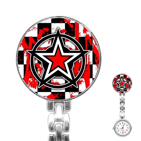 Star Checkerboard Splatter Stainless Steel Nurses Watch from ArtsNow.com Front