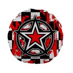 Star Checkerboard Splatter Standard 15  Premium Flano Round Cushion 