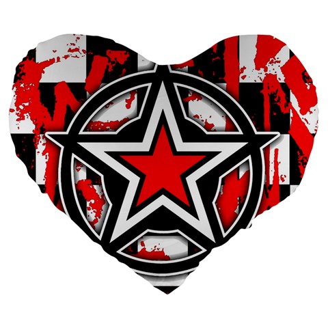 Star Checkerboard Splatter Large 19  Premium Flano Heart Shape Cushion from ArtsNow.com Front