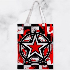 Star Checkerboard Splatter Zipper Classic Tote Bag from ArtsNow.com Front