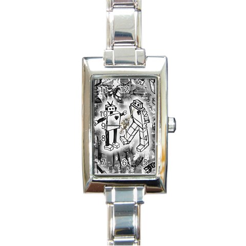 Robot Love Rectangle Italian Charm Watch from ArtsNow.com Front