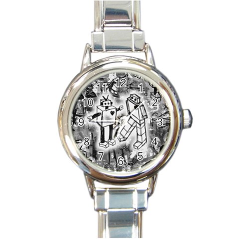 Robot Love Round Italian Charm Watch from ArtsNow.com Front