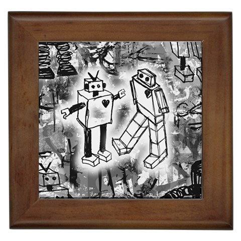 Robot Love Framed Tile from ArtsNow.com Front