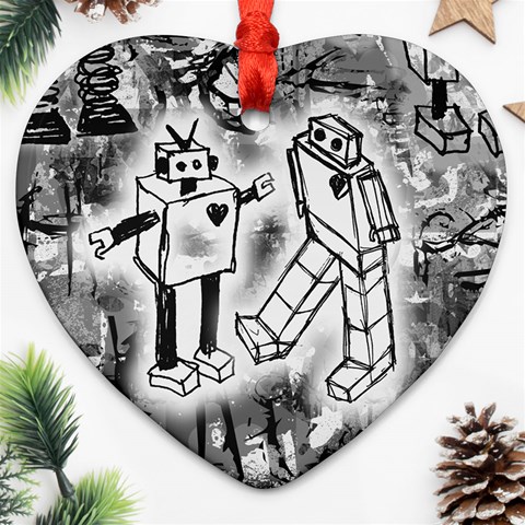 Robot Love Ornament (Heart) from ArtsNow.com Front