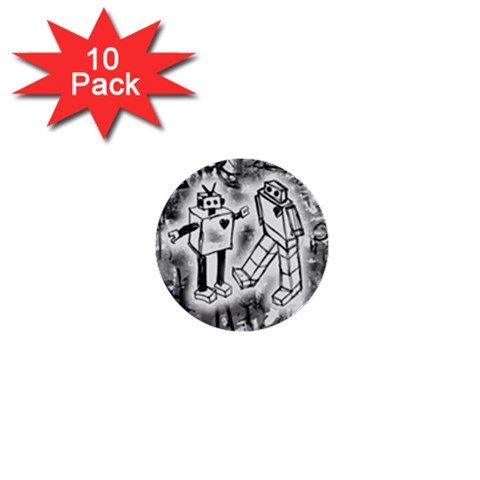 Robot Love 1  Mini Button (10 pack)  from ArtsNow.com Front