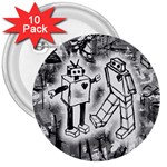 Robot Love 3  Button (10 pack)