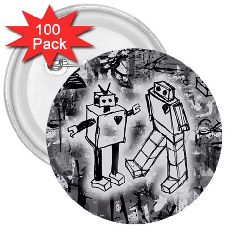 Robot Love 3  Button (100 pack) from ArtsNow.com Front