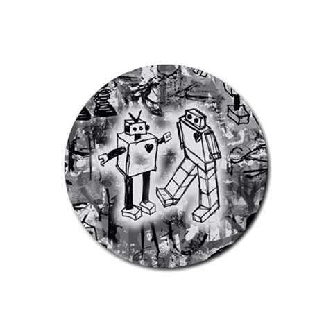 Robot Love Rubber Coaster (Round) from ArtsNow.com Front