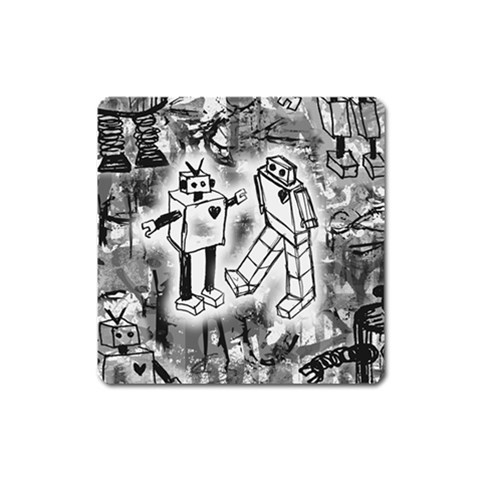 Robot Love Magnet (Square) from ArtsNow.com Front