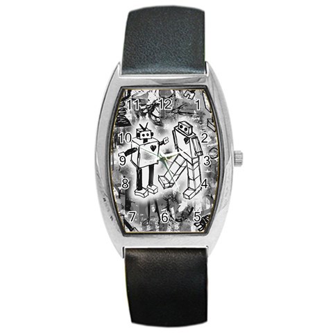 Robot Love Barrel Style Metal Watch from ArtsNow.com Front