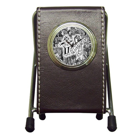 Robot Love Pen Holder Desk Clock from ArtsNow.com Front