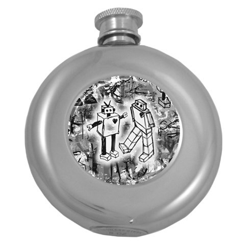 Robot Love Hip Flask (5 oz) from ArtsNow.com Front