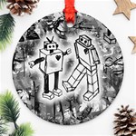 Robot Love Round Ornament (Two Sides)