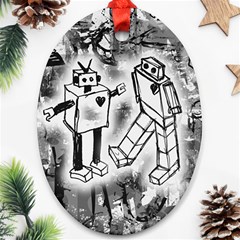 Robot Love Oval Ornament (Two Sides) from ArtsNow.com Front