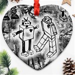 Robot Love Heart Ornament (Two Sides)