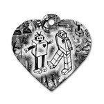 Robot Love Dog Tag Heart (One Side)
