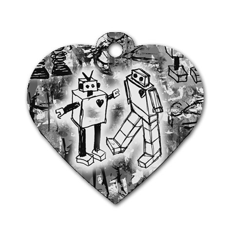 Robot Love Dog Tag Heart (Two Sides) from ArtsNow.com Front