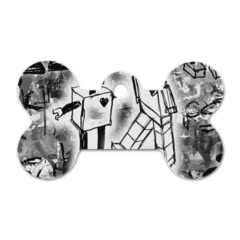 Robot Love Dog Tag Bone (One Side) from ArtsNow.com Front