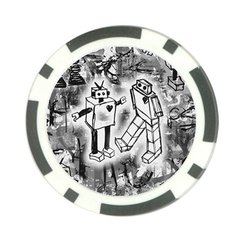 Robot Love Poker Chip Card Guard from ArtsNow.com Front