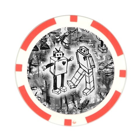 Robot Love Poker Chip Card Guard from ArtsNow.com Front