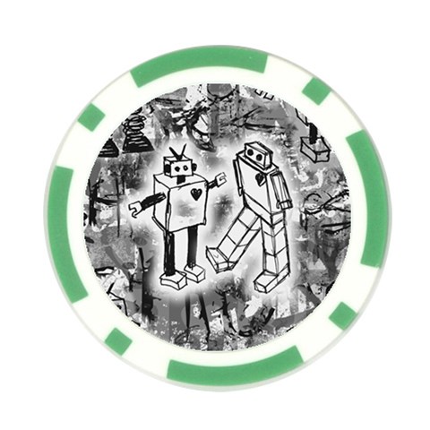 Robot Love Poker Chip Card Guard from ArtsNow.com Front