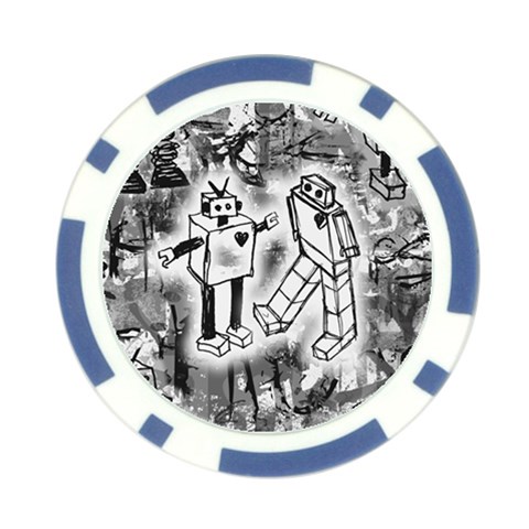 Robot Love Poker Chip Card Guard from ArtsNow.com Front