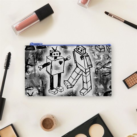 Robot Love Cosmetic Bag (Small) from ArtsNow.com Front