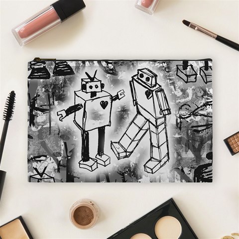 Robot Love Cosmetic Bag (Large) from ArtsNow.com Front