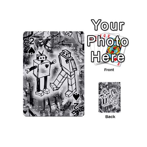 Robot Love Playing Cards 54 Designs (Mini) from ArtsNow.com Front - Spade2