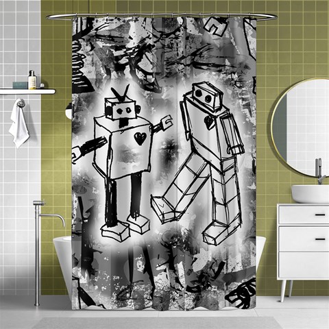 Robot Love Shower Curtain 48  x 72  (Small) from ArtsNow.com Curtain(48  X 72 ) - 42.18 x64.8  Curtain(48  X 72 )