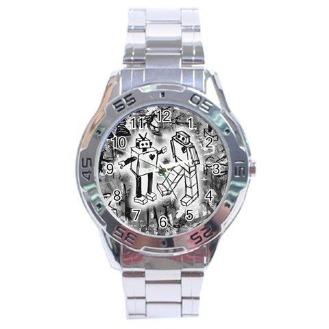 Robot Love Stainless Steel Analogue Watch from ArtsNow.com Front