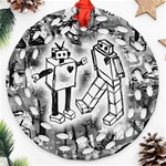 Robot Love Round Filigree Ornament (Two Sides)
