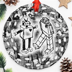 Robot Love Round Filigree Ornament (Two Sides) from ArtsNow.com Back