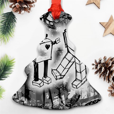 Robot Love Christmas Tree Ornament (Two Sides) from ArtsNow.com Front