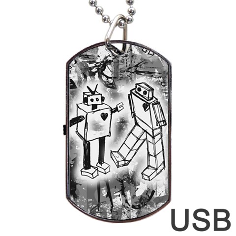 Robot Love Dog Tag USB Flash (One Side) from ArtsNow.com Front