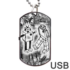 Robot Love Dog Tag USB Flash (Two Sides) from ArtsNow.com Front