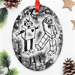 Robot Love Oval Filigree Ornament (Two Sides)