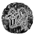 Robot Love Large 18  Premium Round Cushion 