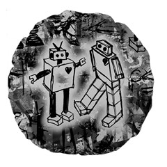 Robot Love Large 18  Premium Round Cushion  from ArtsNow.com Back